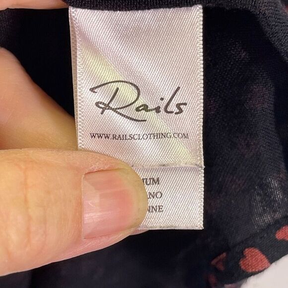 Rails Black Red Hearts Smocked Waist Jasmine Enamoured Mini Dress Medium - Picture 4 of 10